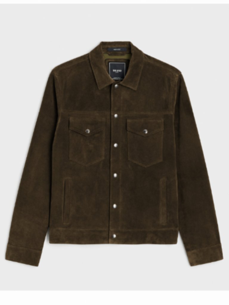 Todd Snyder Olive Green Suede Jacket In Medium